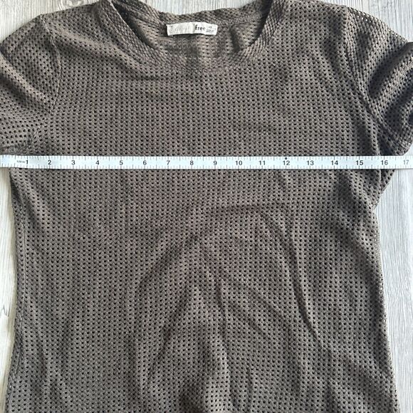 Aritzia Wilfred Free Brown Mesh Long Sleeved Shirt Size XS - Picture 6 of 7